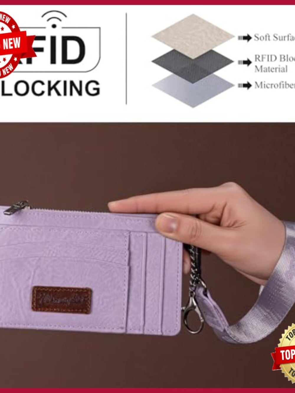 Leather Tote Bag with RFID Wallet Set, 10.6x8.6x4.7 Inches - Picture 4 of 7